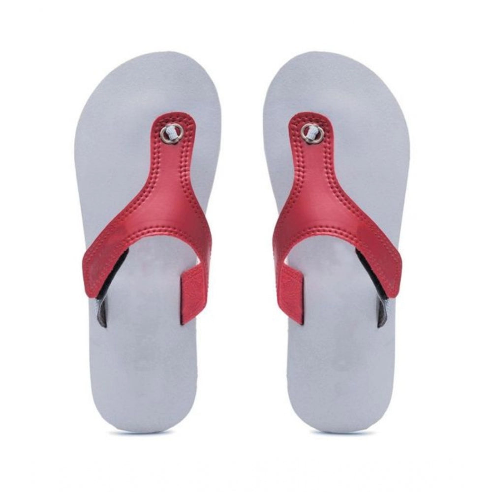 Unisex Rubber Lightweight T-Style Slippers (Maroon) - Size 8