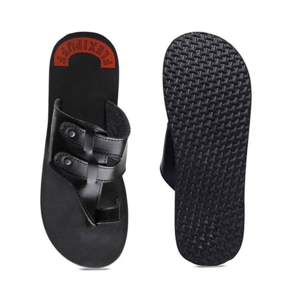 Unisex Rubber Lightweight Slippers for Effortless Style (Black) - Size 7