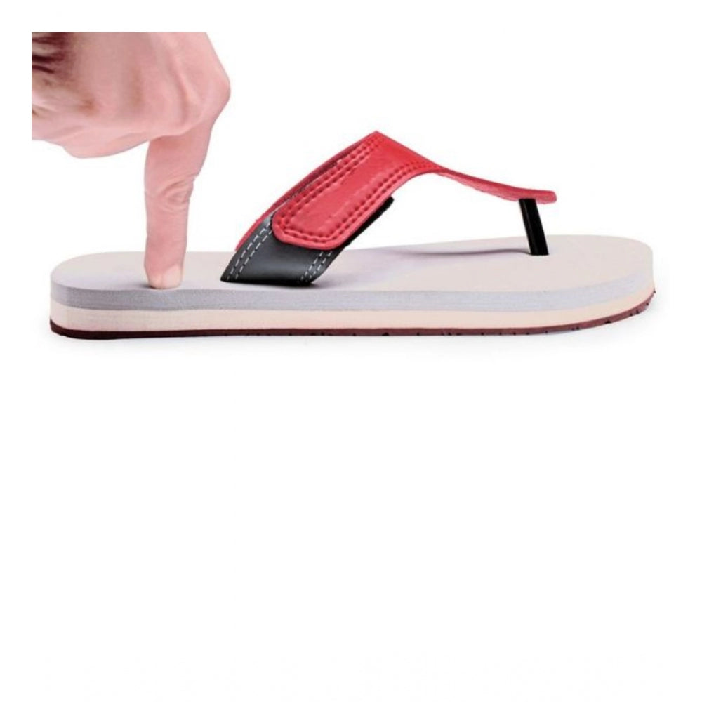 Unisex Rubber Lightweight T-Style Slippers (Maroon) - Size 7