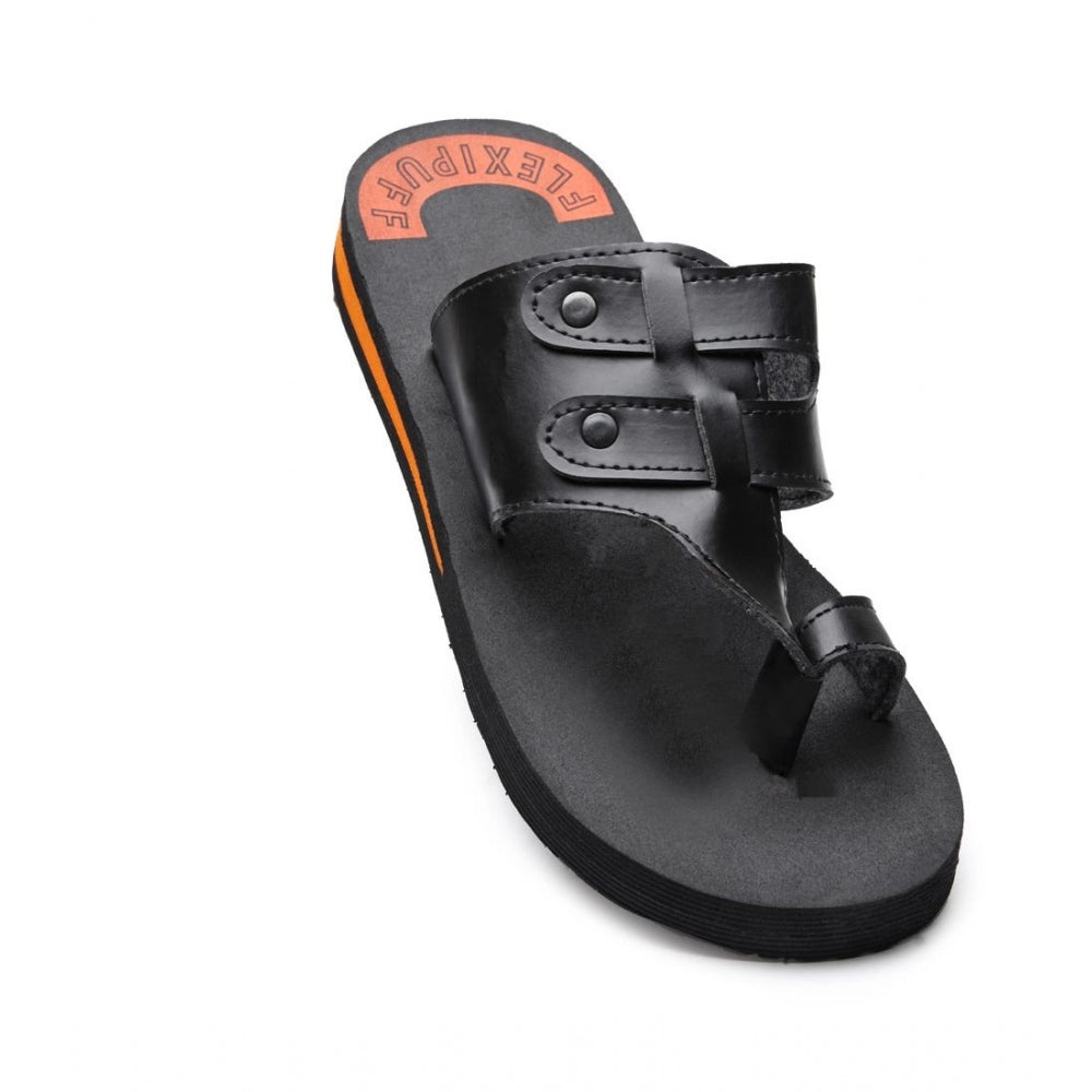 Unisex Rubber Lightweight Slippers for Effortless Style (Black) - Size 11