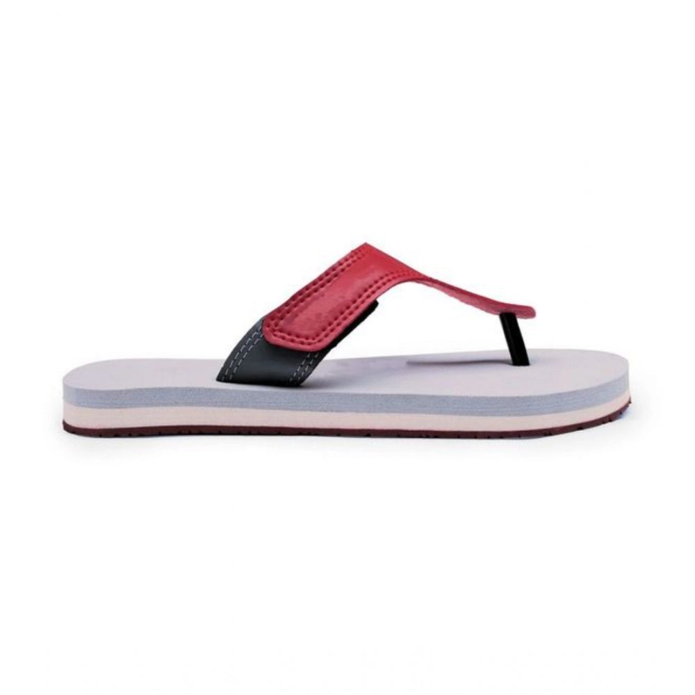 Unisex Rubber Lightweight T-Style Slippers (Maroon) - Size 5