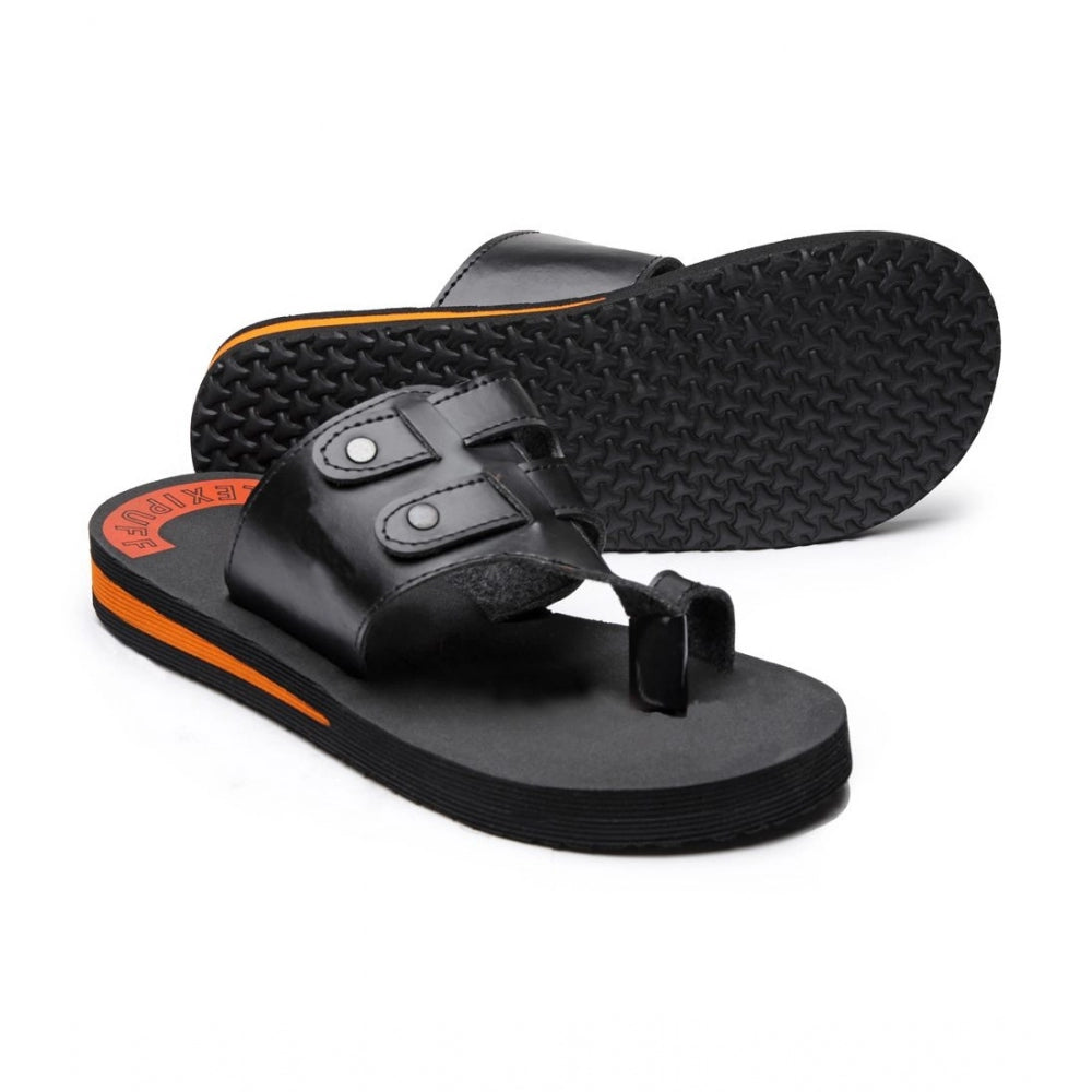 Unisex Rubber Lightweight Slippers for Effortless Style (Black) - Size 10