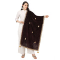 Women's Velvet Gotta Patti Dupatta (Brown, Length: 2.25 to 2.50 Mtr)