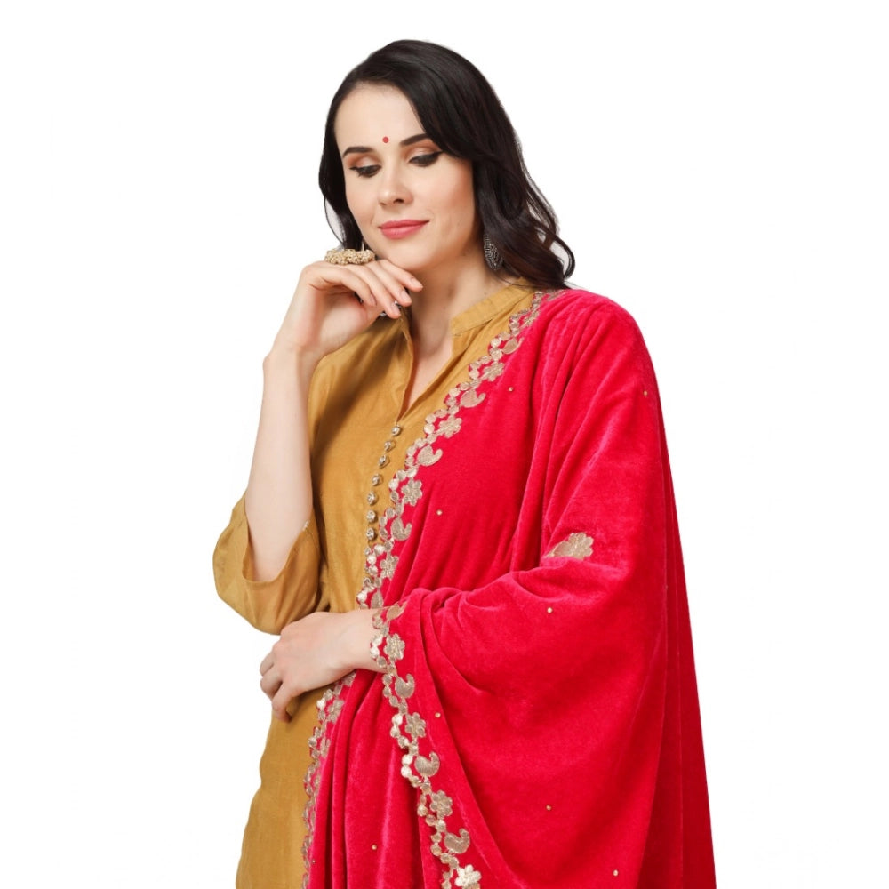 Women's Velvet Gotta Patti Dupatta (Pink, Length: 2.25 to 2.50 Mtr)