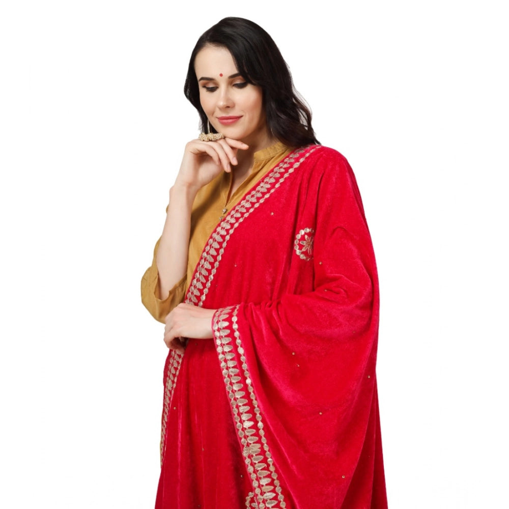 Women's Velvet Gotta Patti Dupatta (Pink, Length: 2.25 to 2.50 Mtr)