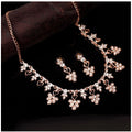 Generic Women's Rose Gold Plated Brass Necklace &amp; Earings Set (Gold)