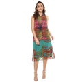 Generic Women's Polyester Floral Sleeveless Below Knee Dress (Multicolor)