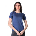 Generic Women's Cotton Blended Solid Round Neck Half Sleeve T-Shirt (Blue)