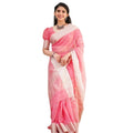 Women's Cotton  Printed Saree With Unstitched Blouse 5.5Mtr (Pink)