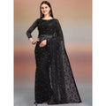 Women's Net Self Design Saree With Unstitched Blouse 5.5Mtr (Black)