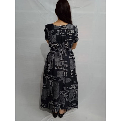 Generic Women's Casual Crepe Half Sleeves Dress (Black)