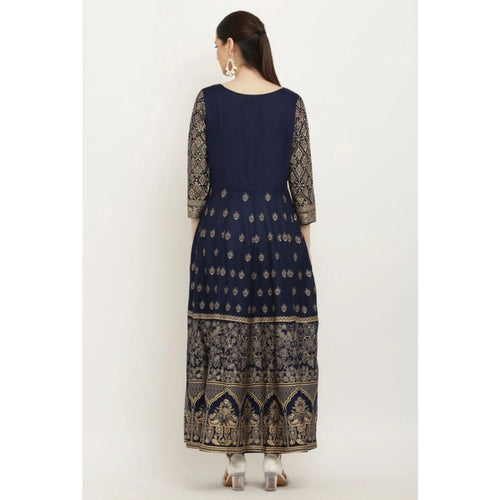 Generic Women's Casual Rayon 3-4th Sleeves Anarkali Kurti (Blue)