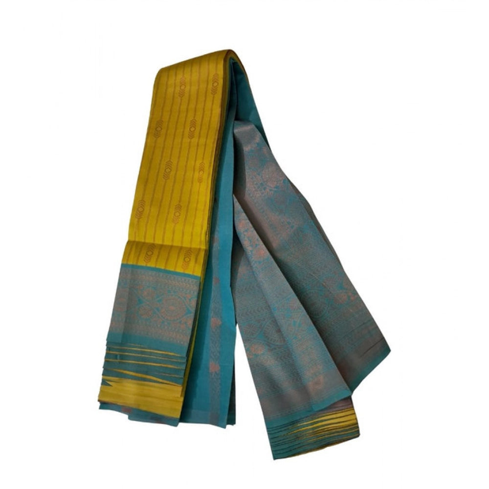 Women's Soft Silk Wooven Saree With Unstitched Blouse 5.5Mtr (Musterd Yellow)