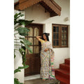 Women's Linen Printed Saree With Unstitched Blouse 5.5Mtr (Multicolor)