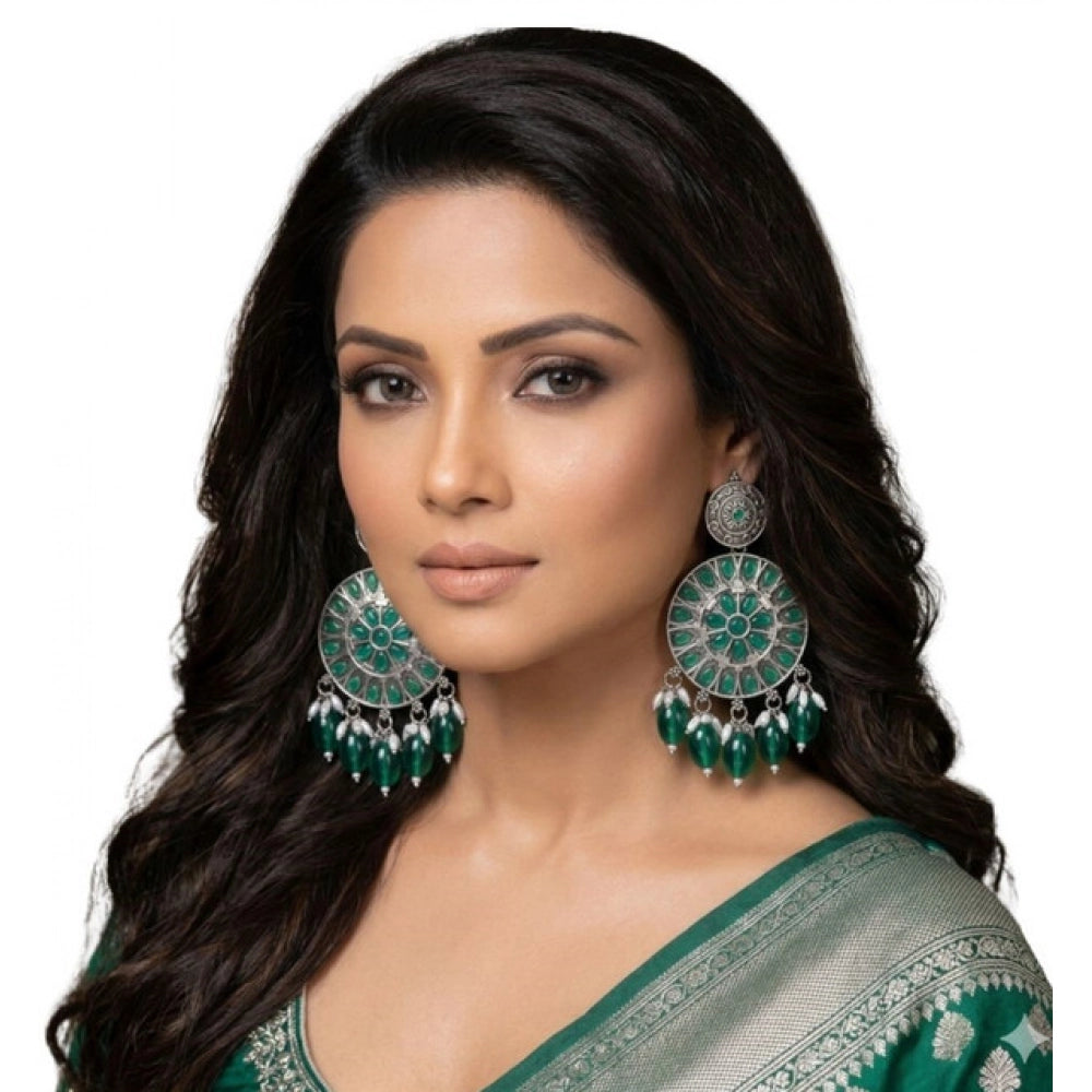 Generic Women's Zinc Alloy Gold Plated Chandbali Earrings (Multicolor)
