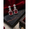 Generic Women's Brass Silver Plated Drop Earrings (Red)