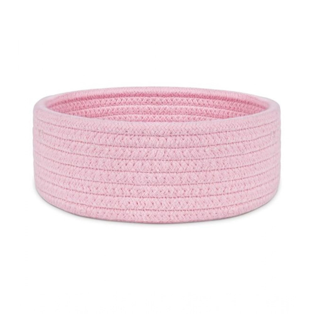 Generic Cotton 8x3 Inch Round 1 Pcs Bedside Organizer With Out Lid (Pink)