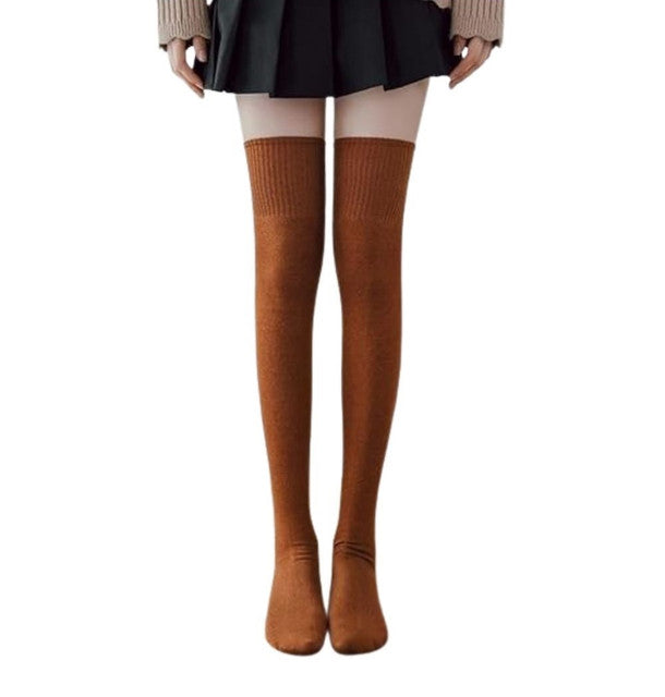 Warm Wool Thigh High Socks, Multicolour