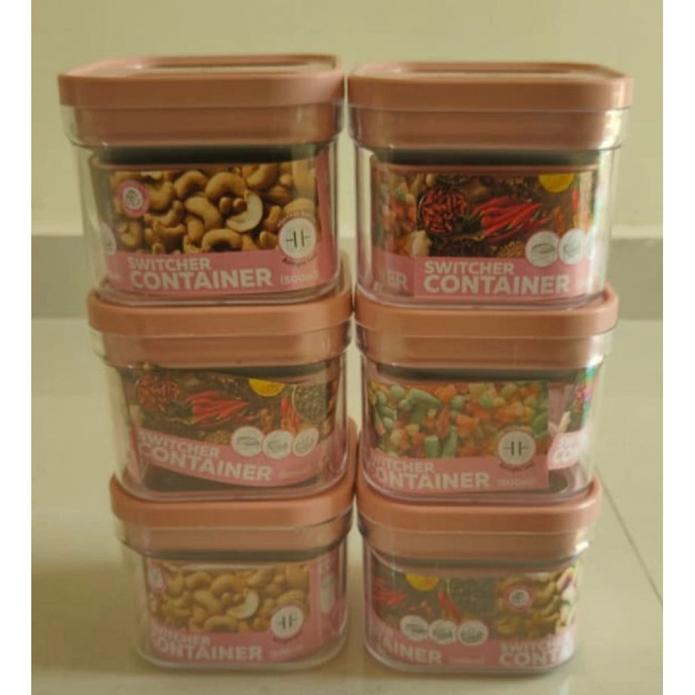 Generic Pack of 6 Switchers Airtight Storage Container Set 500 ML (Pink)