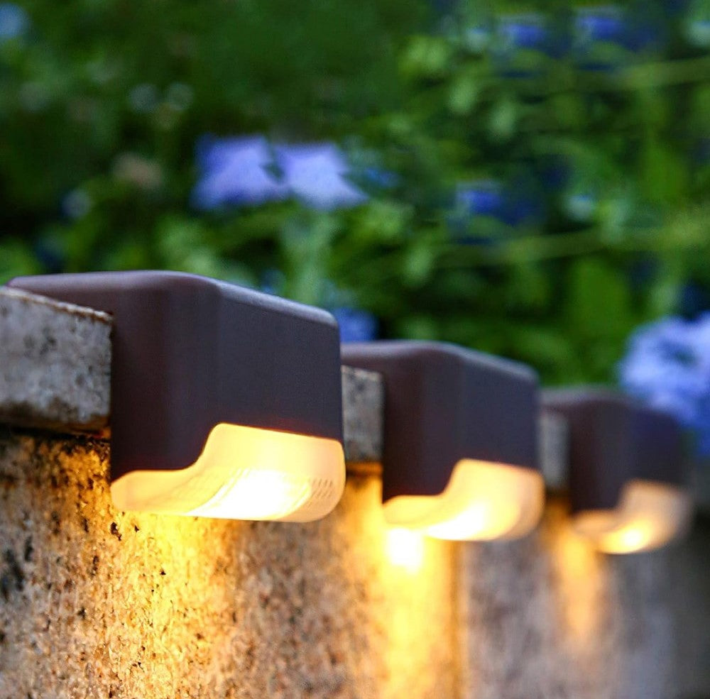 Solar Stair & Deck Lights, Pack of 4, Black