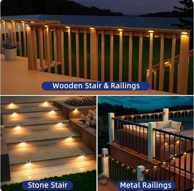 Solar Stair & Deck Lights, Pack of 4, Black