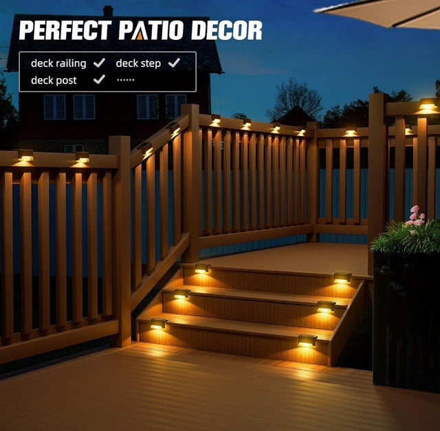 Solar Stair & Deck Lights, Pack of 4, Black