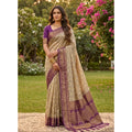 Women's Cotton Printed Saree With Unstitched Blouse 5.5Mtr (Multicolor)