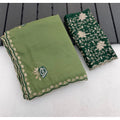 Women's Star Georgette Embroidered Saree With Unstitched Blouse 5.5Mtr (Green)