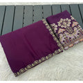 Women's Art Silk Embroidered Saree With Unstitched Blouse 5.5Mtr (Purple)