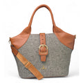 Generic Women's Polyurethane Textured Two-Tone Tote Handbag with Adjustable &amp; Removable Strap (Grey)