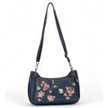 Generic Women's Polyurethane Floral Embroidered Crossbody Sling Bag with Adjustable &amp; Removable Strap (Black)