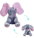 Peek-a-Boo Musical Elephant Plush Toy, Grey & Pink