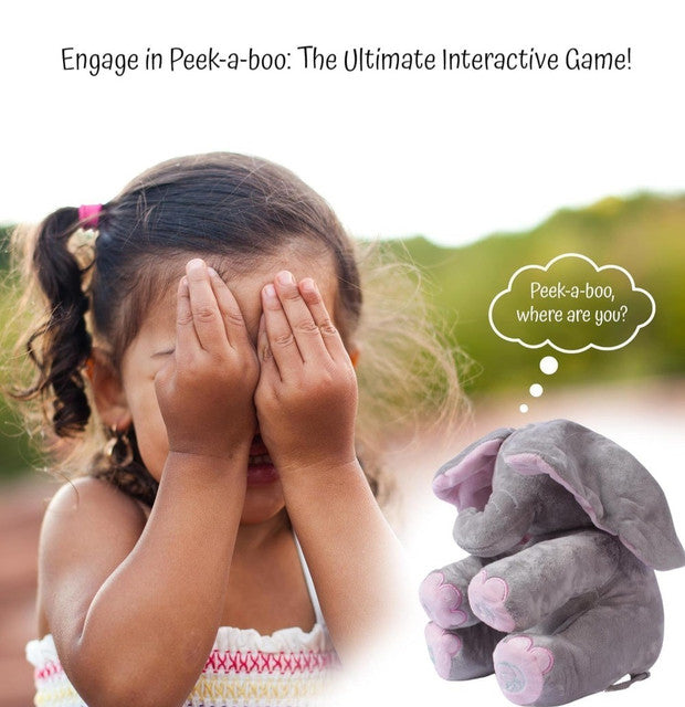 Peek-a-Boo Musical Elephant Plush Toy, Grey & Pink