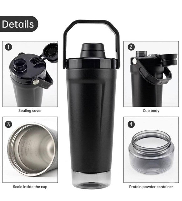 Stainless Steel Gym Water Bottle with Carry Strap