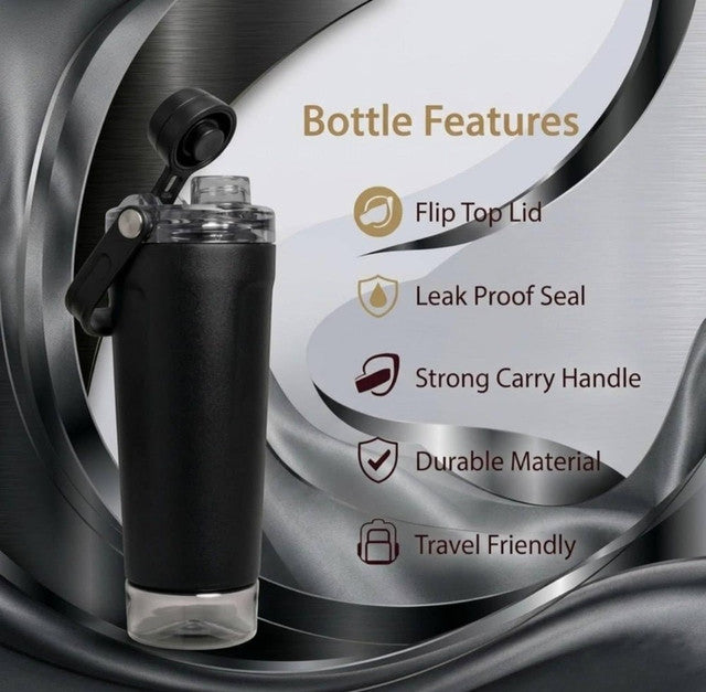 Stainless Steel Gym Water Bottle with Carry Strap
