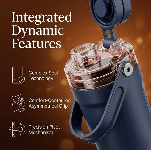 Stainless Steel Gym Water Bottle with Carry Strap