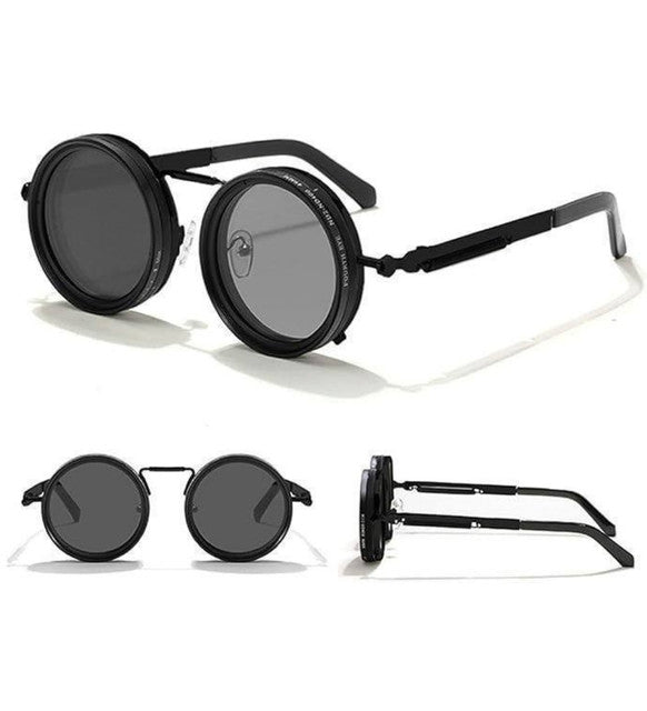 Adjustable Tint Metal Frame Sunglasses, Black