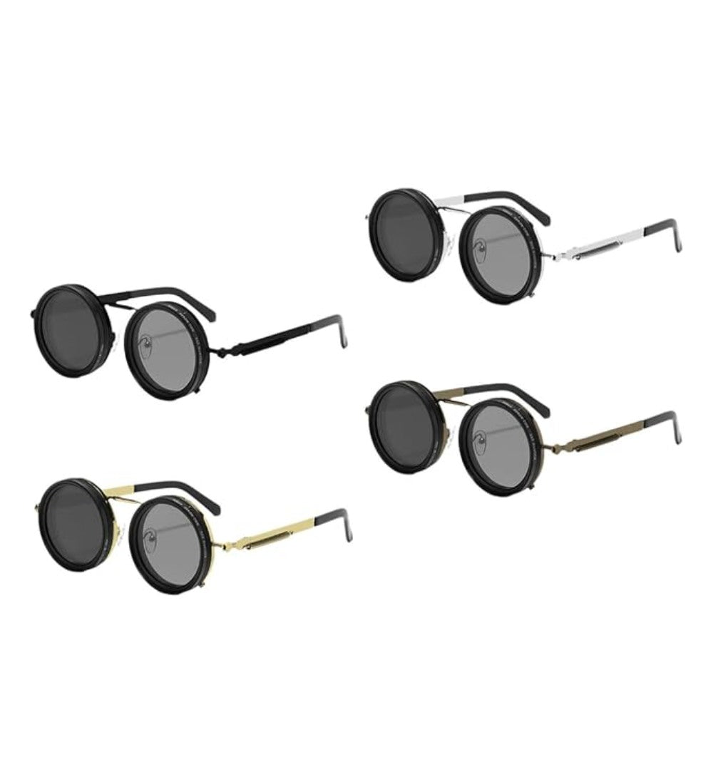 Adjustable Tint Metal Frame Sunglasses, Black