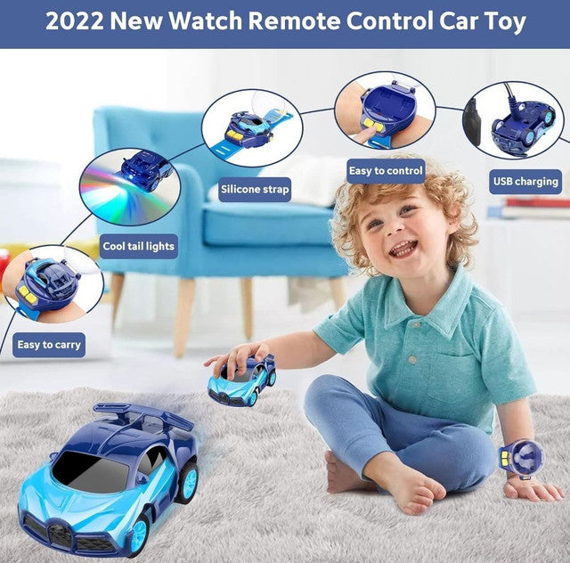 Wrist Remote Control Mini Racing Car Toy, Blue