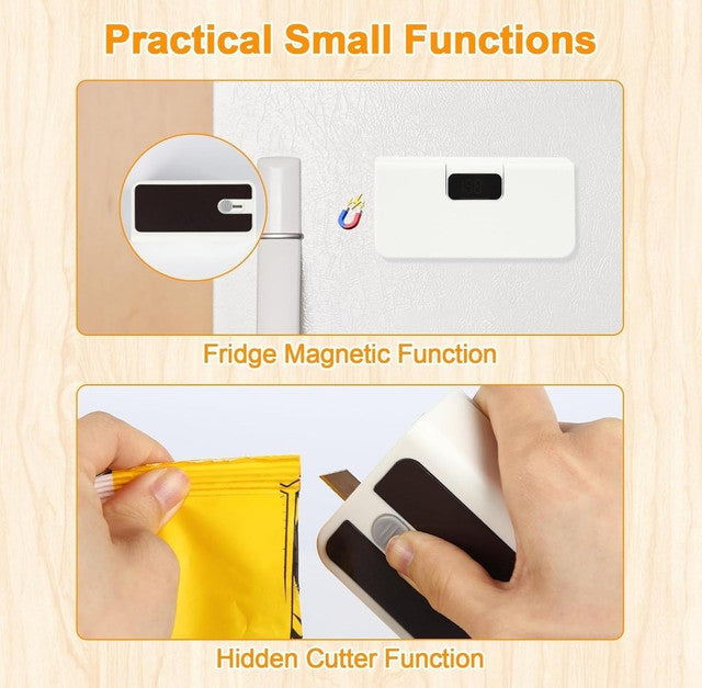 Mini Handheld Bag Sealer with Cutter & 6 Heat Settings