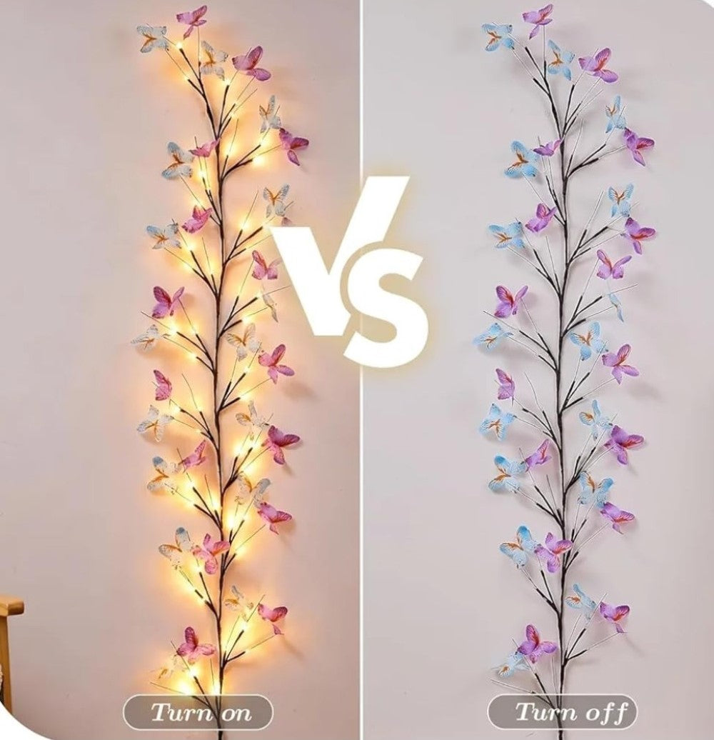 Butterfly Vine Wall Light with 48 Warm White LEDs, USB