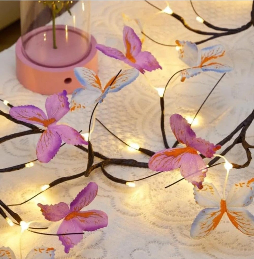 Butterfly Vine Wall Light with 48 Warm White LEDs, USB