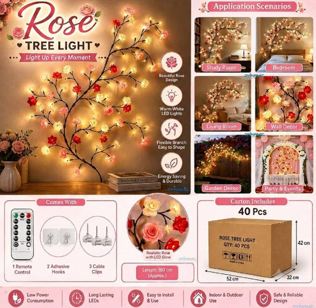Rose Tree Light with Warm White LEDs, USB Powered