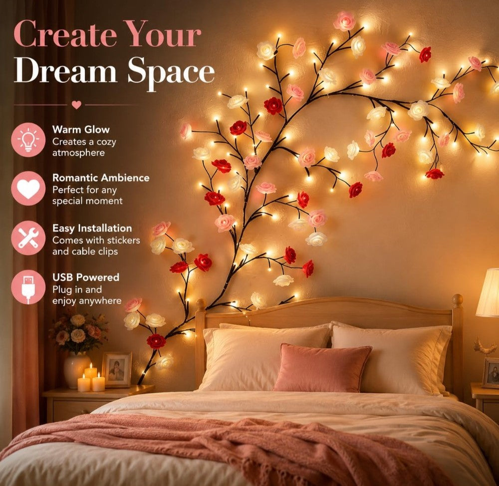 Rose Tree Light with Warm White LEDs, USB Powered