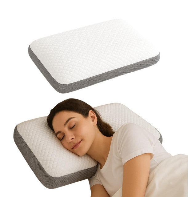 Orthopedic Memory Foam Pillow, Standard Size, White & Grey