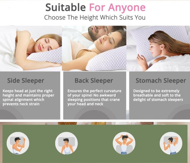 Orthopedic Memory Foam Pillow, Standard Size, White & Grey