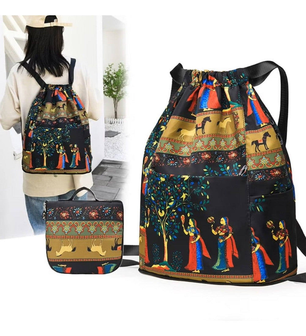 Nylon Polyester Printed Backpack, Multicolour