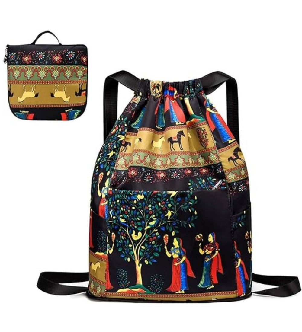 Nylon Polyester Printed Backpack, Multicolour