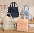 Cotton Insulated Dual Zipper Lunch Bag with Shoulder Strap
