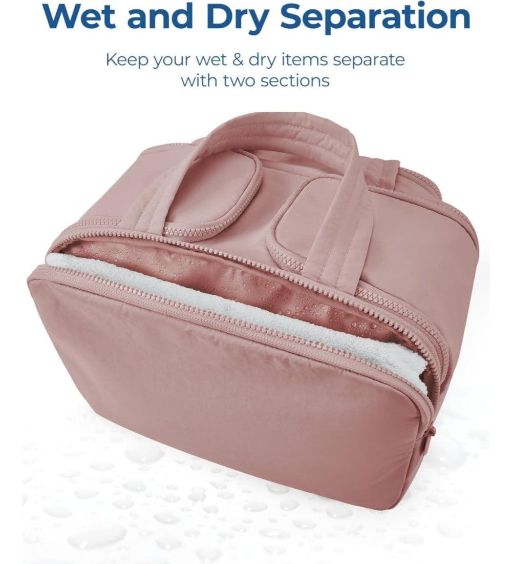Polyester 4-in-1 Travel Toiletry Bag, Peach